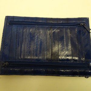 Blue Leather of the sea 4 zip pocket Jewelry  Purse